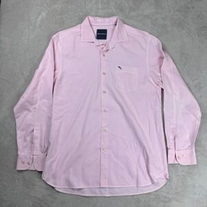 Tommy Bahama Button‎ Down Long Sleeve Shirt Mens M Pink Preowned Cotton